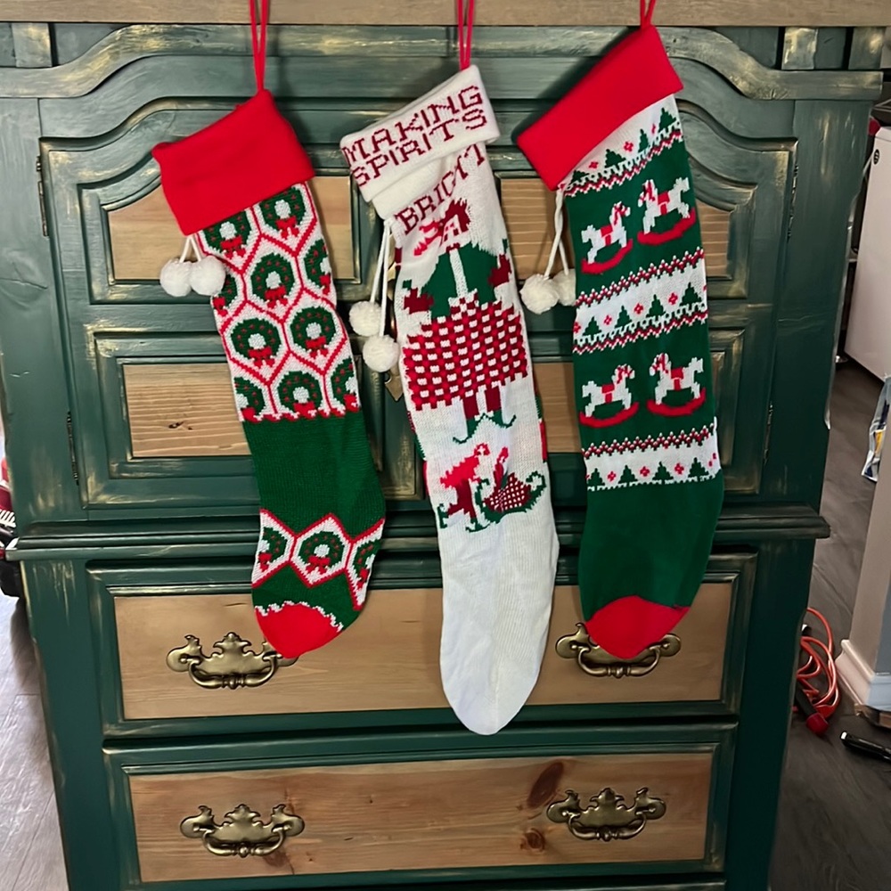 Vintage Christmas knitting socks